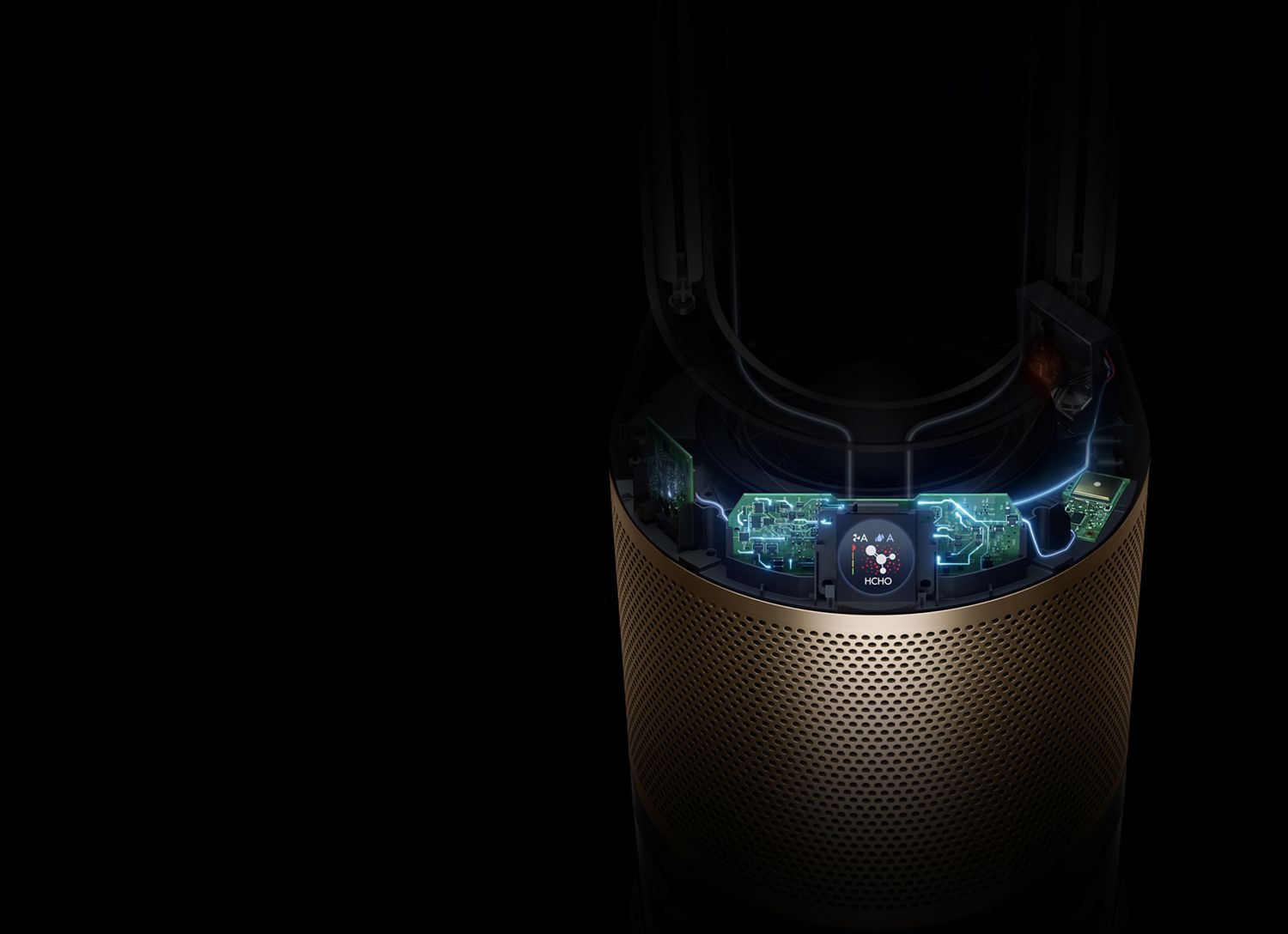 Inner workings of machine and four sensors – displayed on LCD screen