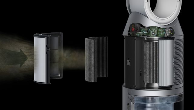 Purificateur d'air, ventilateur et radiateur oscillant Dyson PH03 Purifier  Humidify + Cool HEPA, très grand, blanc/argent