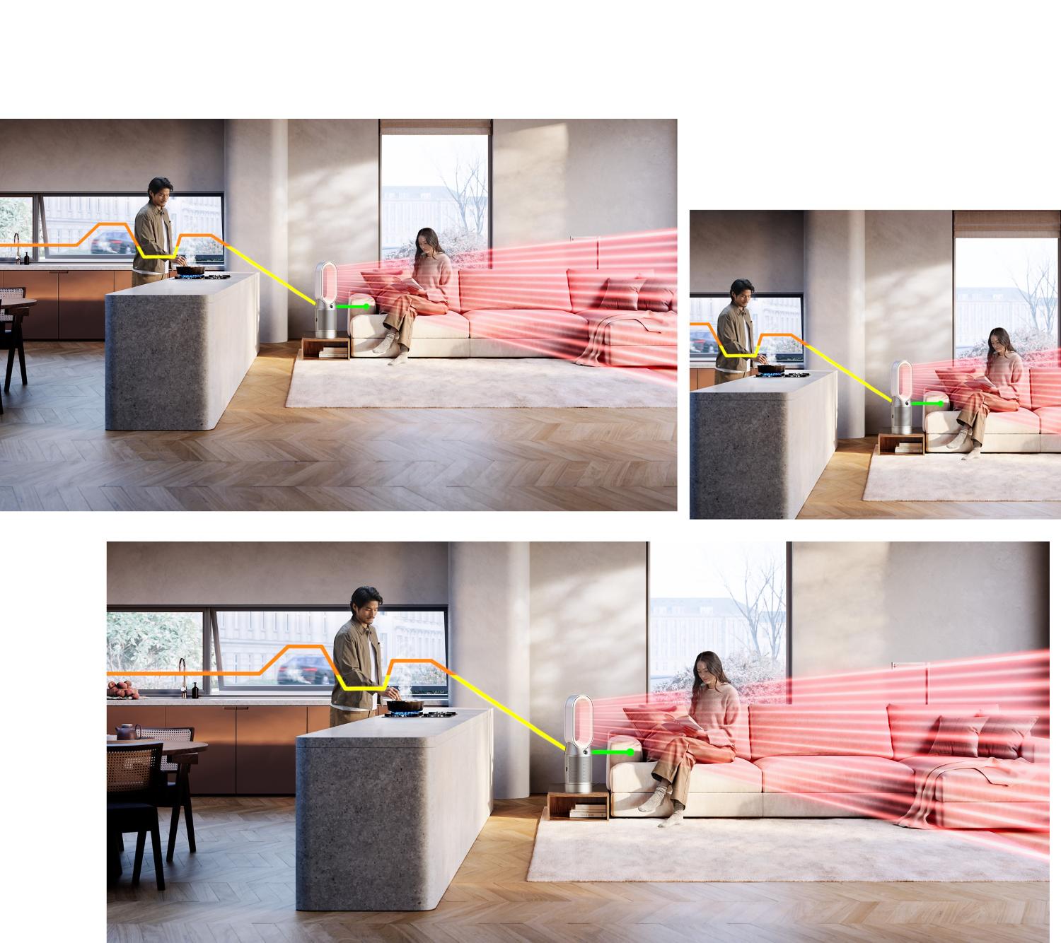 The Dyson Purifier Hot+Cool HP1 purifying air while heating the room.