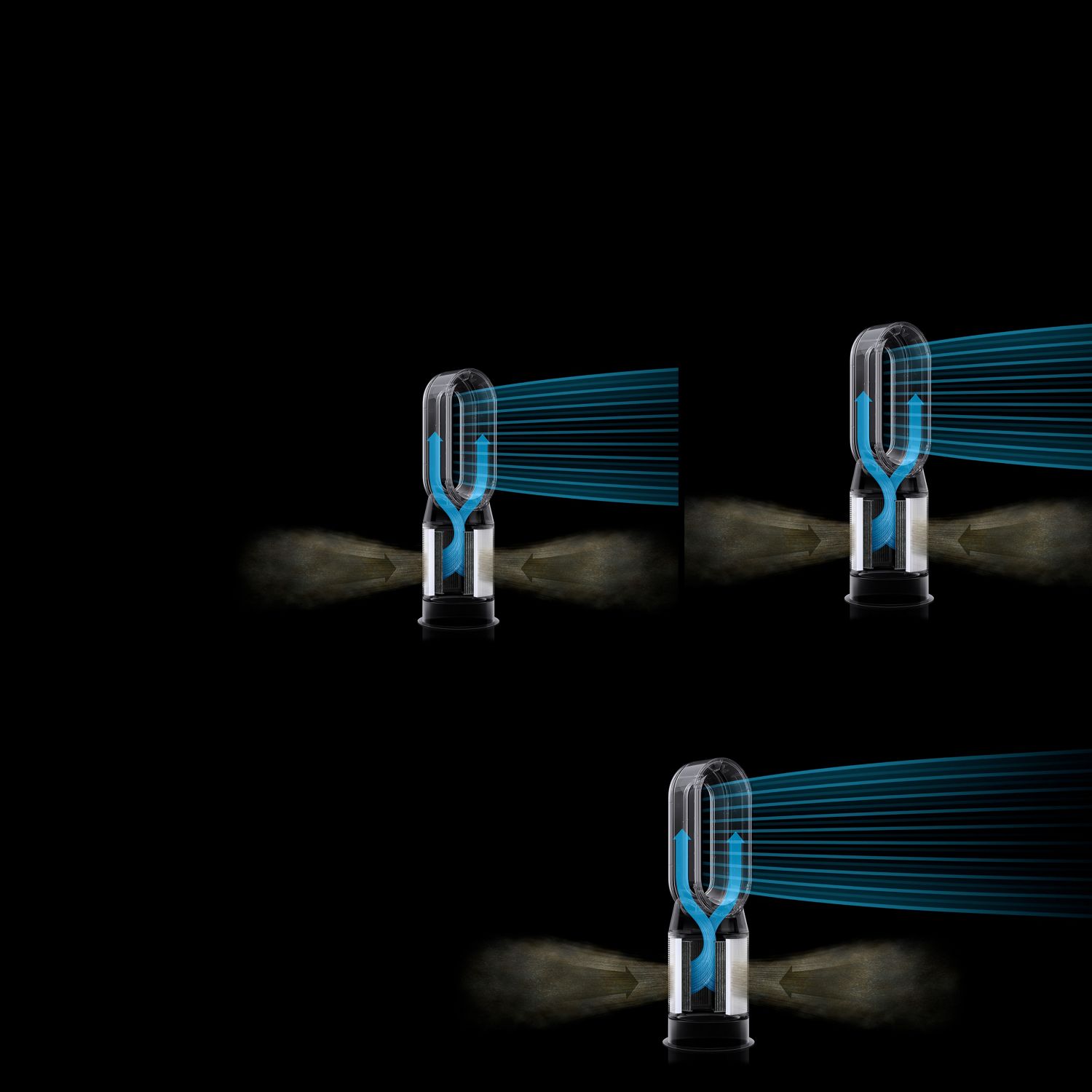 A Dyson Purifier Hot+Cool HP1 cutaway of the airflow that leads to the cool air projection.