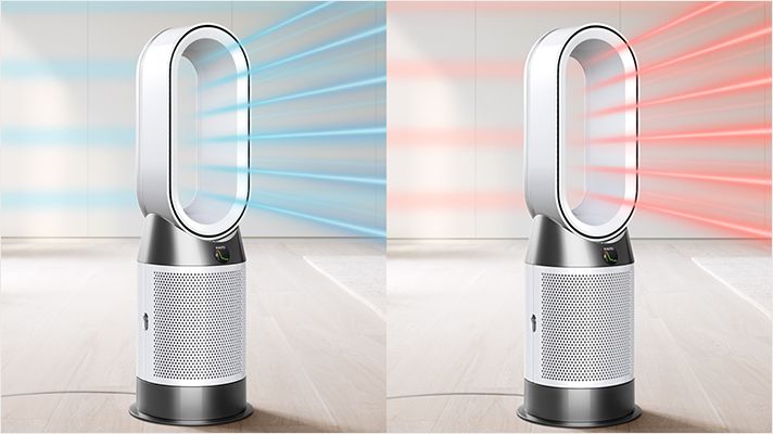 The Dyson Purifier Hot+Cool HP1 heating purifier emitting powerful airflow.