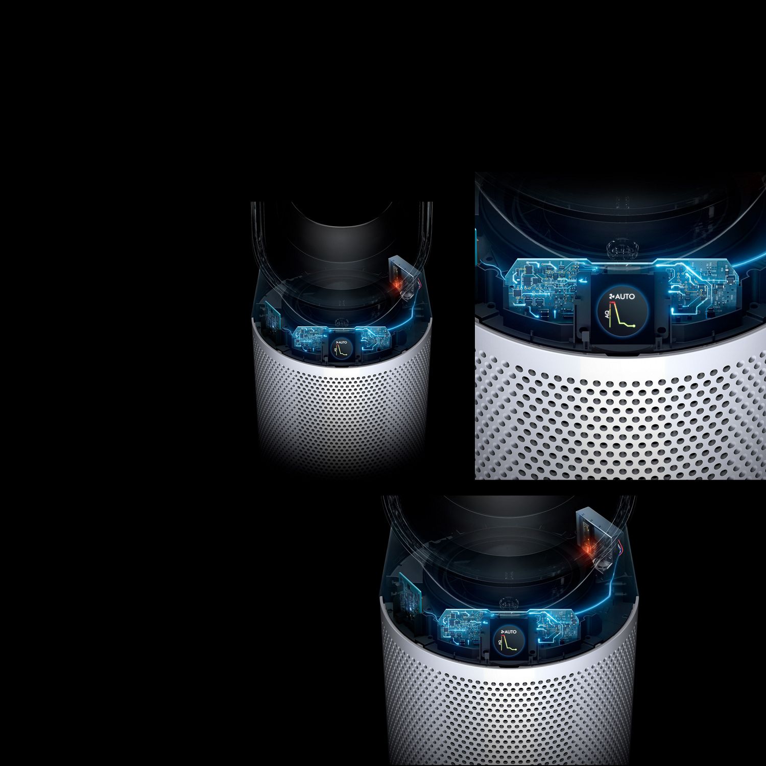 A Dyson Purifier Hot+Cool HP1 cutaway of the technology behind the sensor. A Dyson Purifier Hot+Cool HP1 cutaway of the technology behind the sensor.