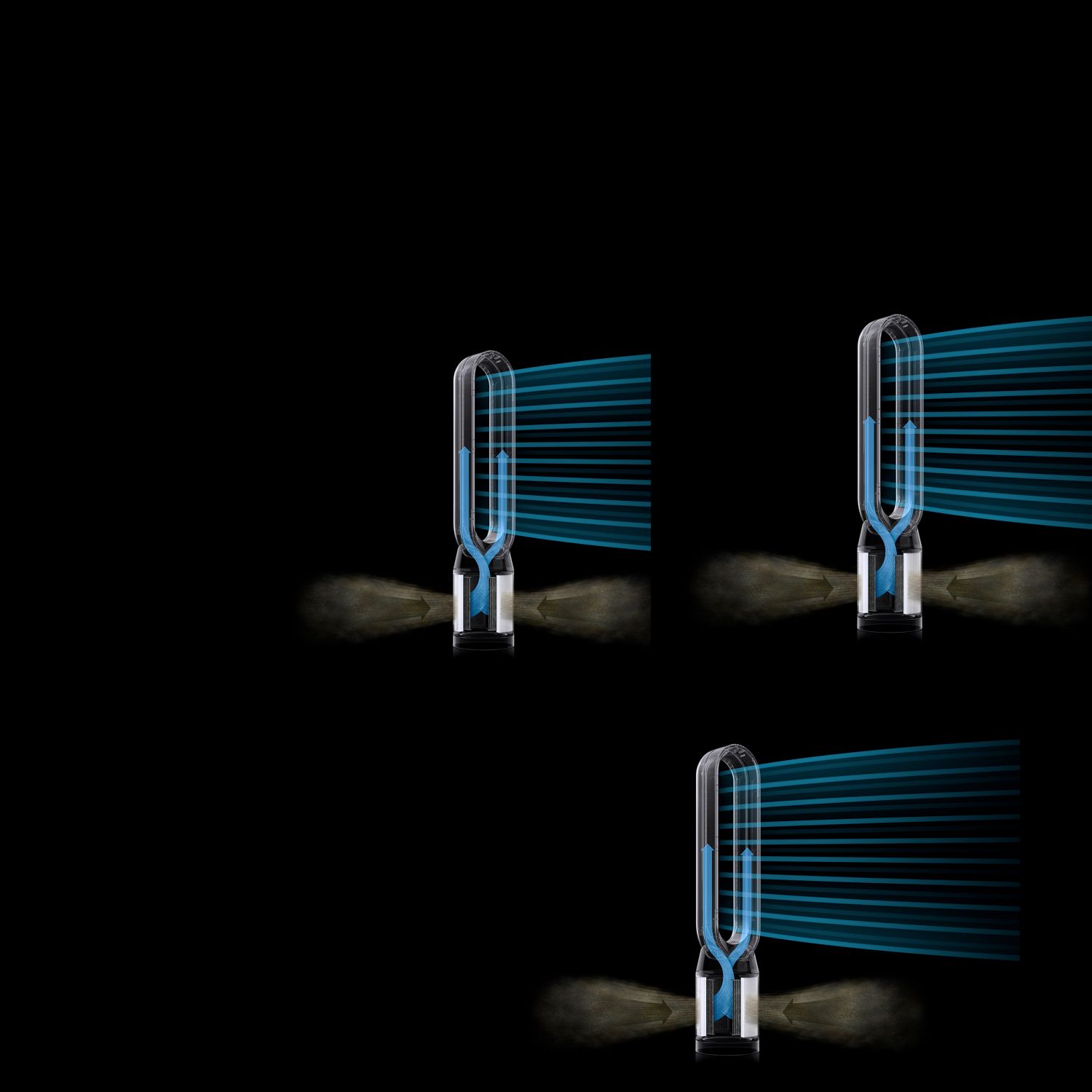 A Dyson Purifier Cool PC1 cutaway of the airflow that leads to the cool air projection.