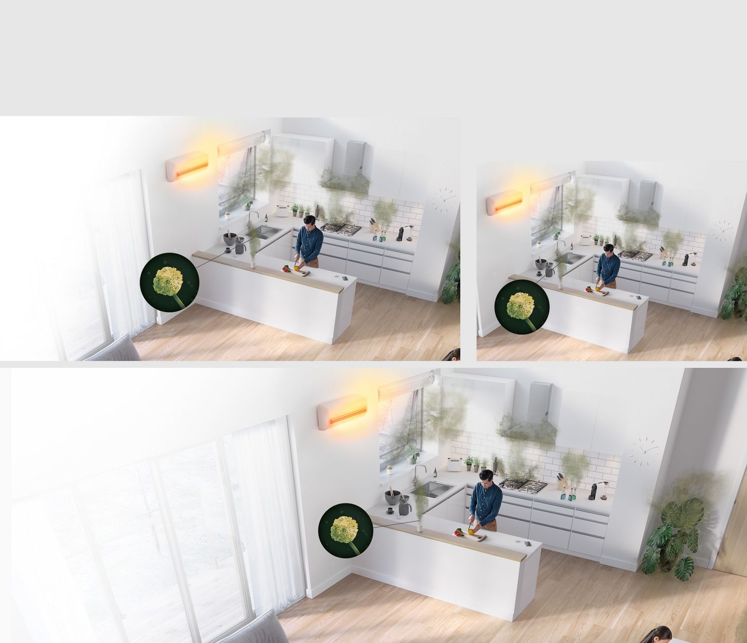 The Dyson Purifier Cool PC1 air purifier reducing mould in a kitchen.