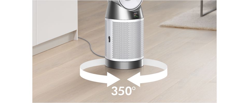 Der Dyson Purifier Cool PC1 mit 350°-Drehbewegung.