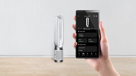 Der Dyson Purifier Cool PC1 Luftreiniger wird aus der Ferne über die MyDyson App gesteuert.