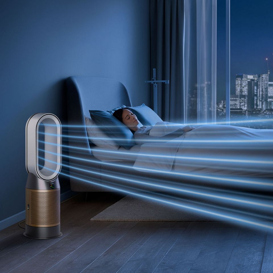 A purifier projecting cool airflow in a living space.