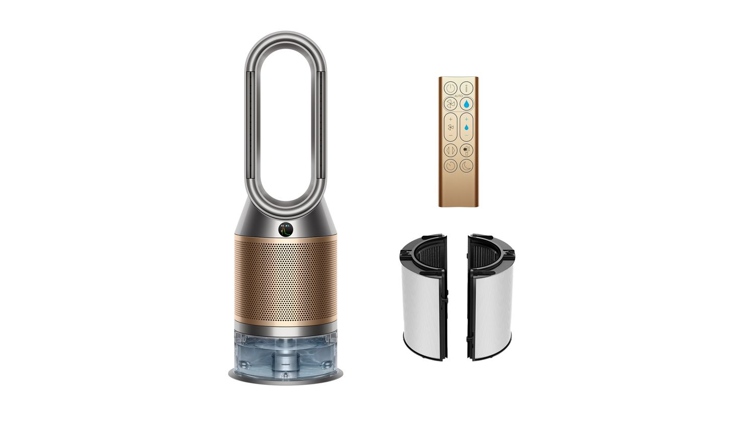 Dyson Purifier humidifier, remote control, and HEPA+K-Carbon filter.