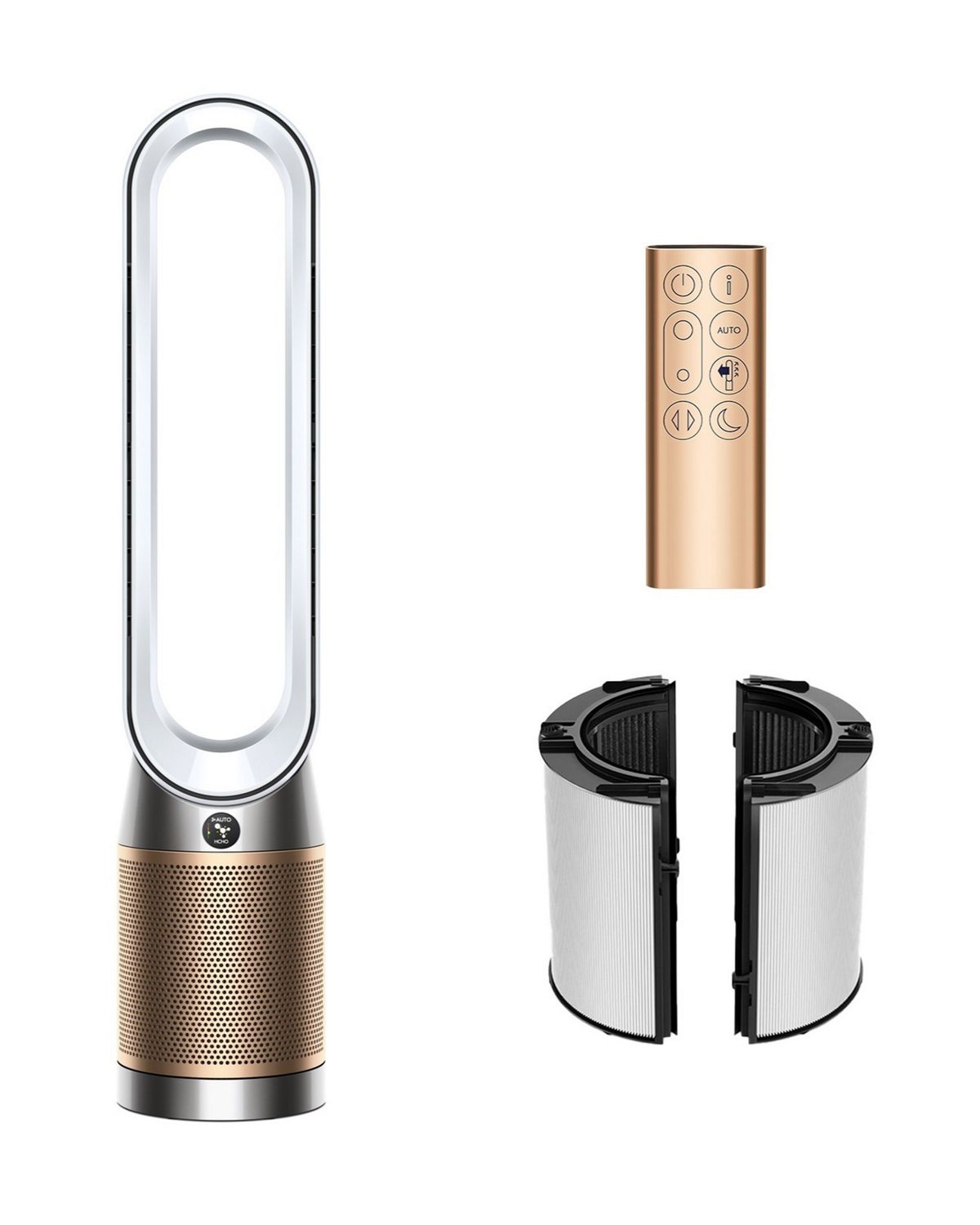 Dyson Purifier, remote control, and HEPA+K-Carbon filter.