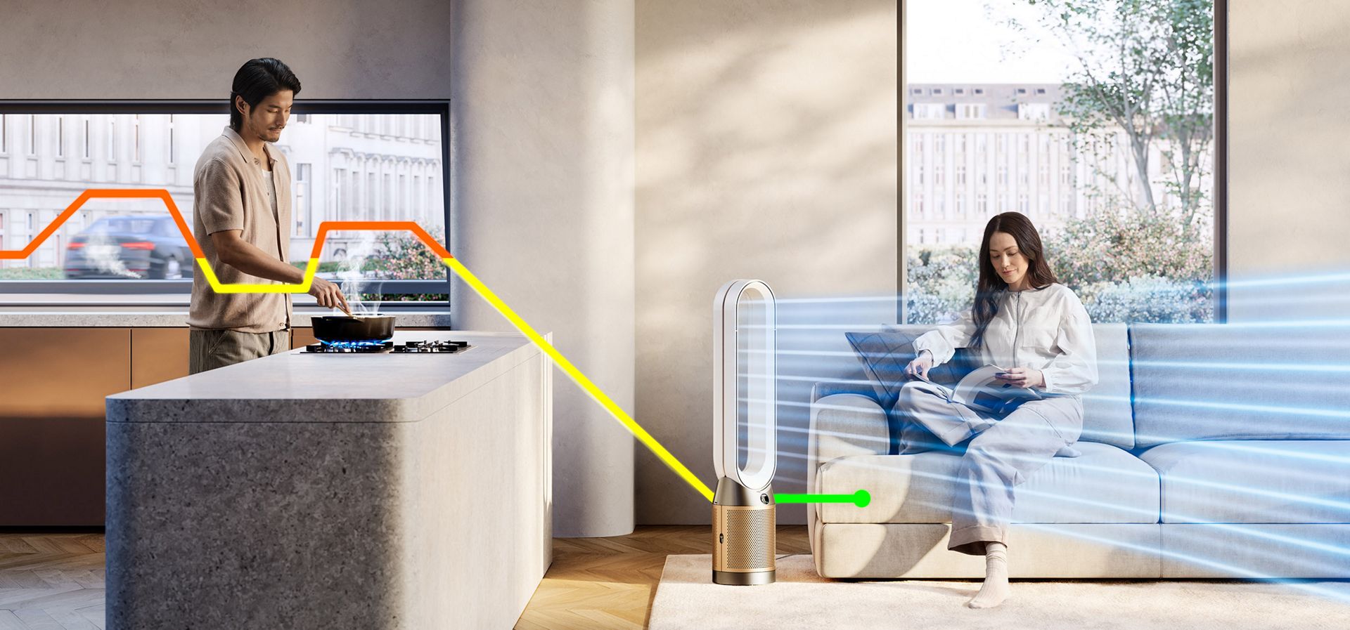 Dyson Purifier Cool PC2 De-NOx in a living space