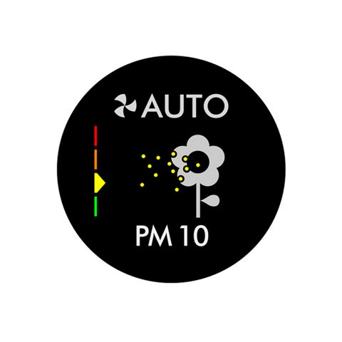 PM10の検知を示すオートモードのディスプレイ