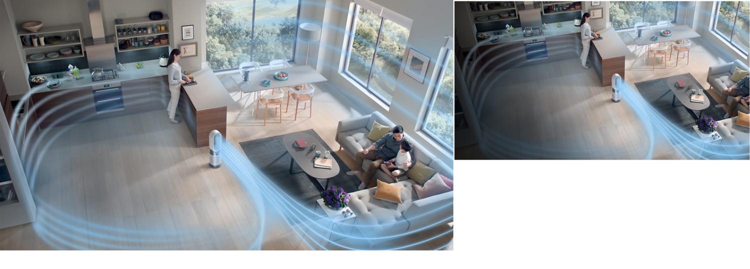 The Dyson Purifier Cool Formaldehyde purifying a living space.