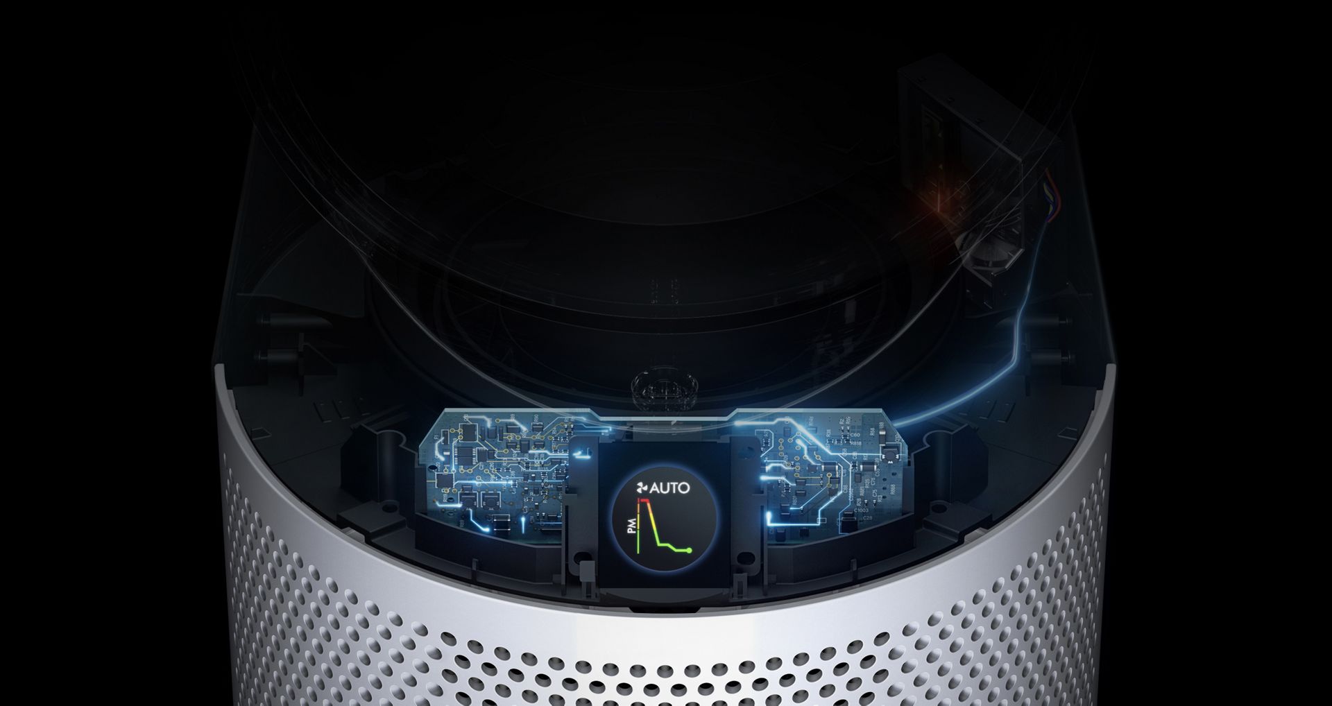 Display und Technologie im Inneren des Dyson Purifier Cool Gen1