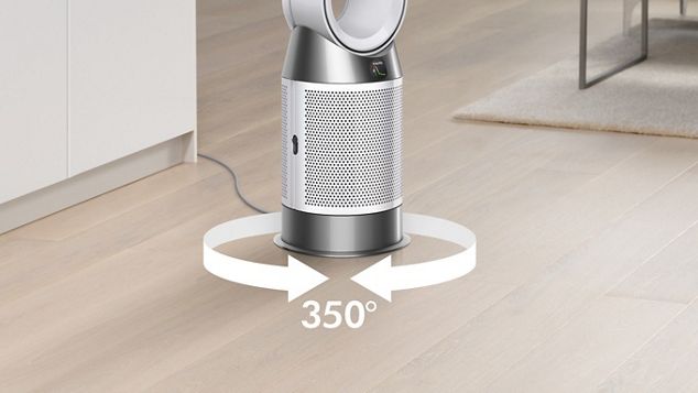 The oscillation angle highlighted on the Dyson purifier.