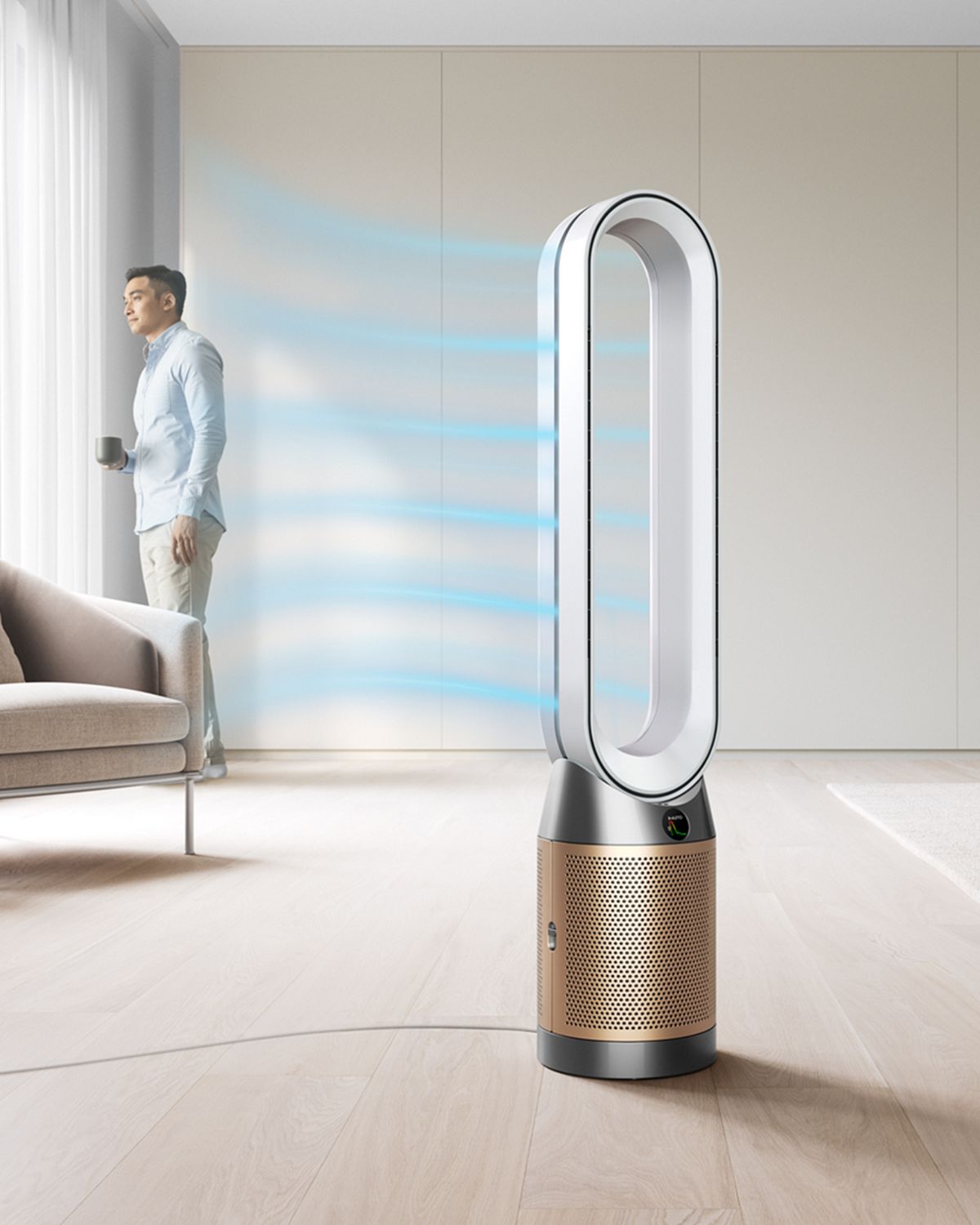 Dyson purifier projecting air backwards