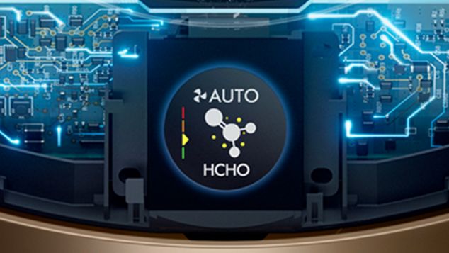 Tecnología de detección interna y pantalla LCD mostrando la calidad del aire