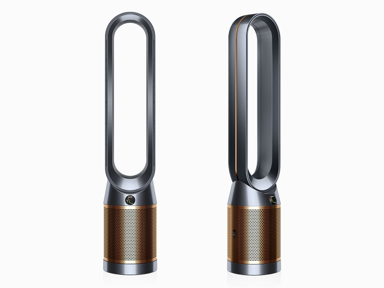 Dyson Pure Cool Cryptomic purifier fan front and side view