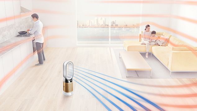  A Dyson Pure Cryptomic purifier projecting air throughout the room