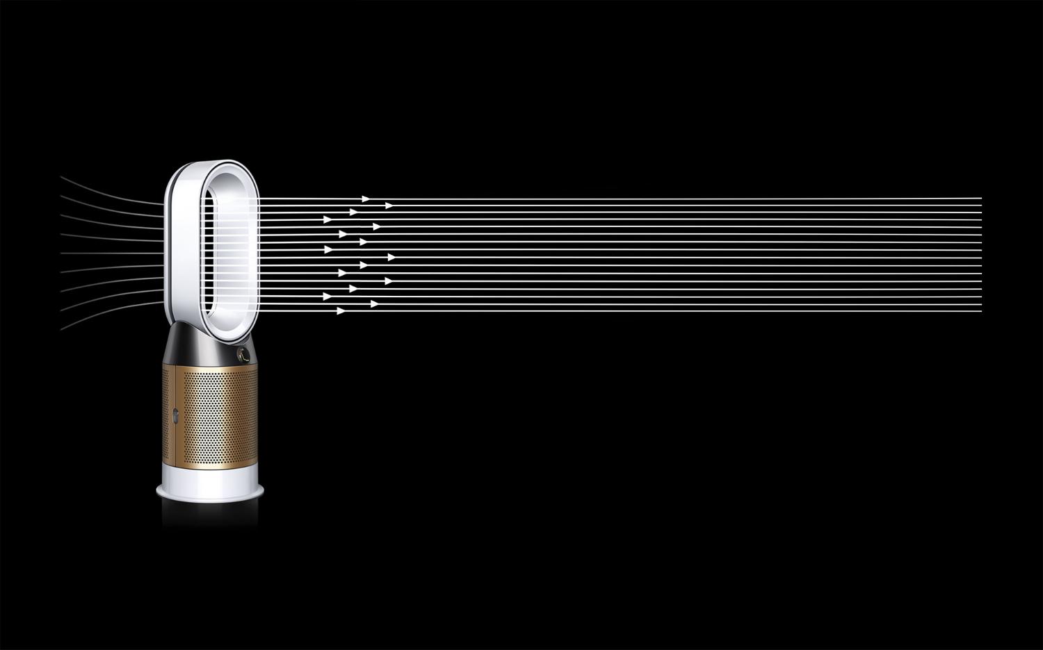 Schéma de l’air entrant et sortant du purificateur Dyson doté de la technologie Air Amplifier