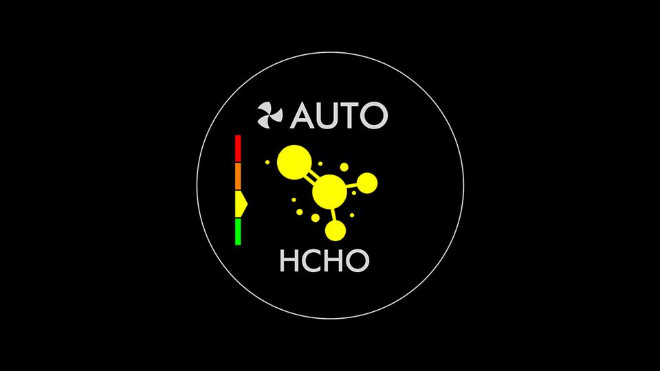 Das Symbol auf dem Bildschirm des Reinigungsgeräts, das Formaldehyd anzeigt, wurde automatisch erkannt.