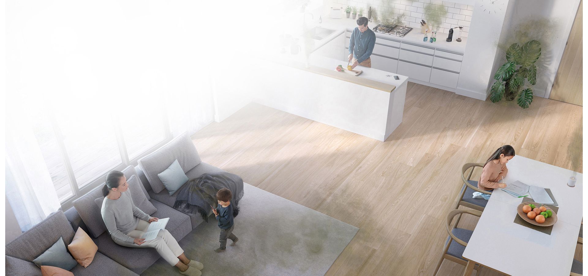 A large indoor living space.