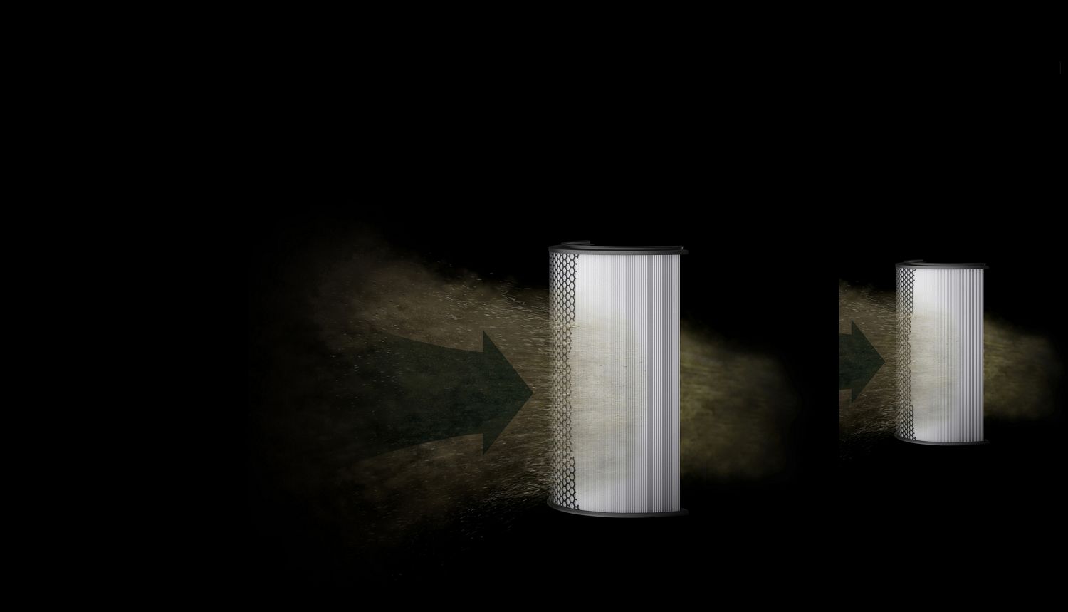Le filtre HEPA H13 retenant des particules. Le filtre HEPA H13 retenant des particules.