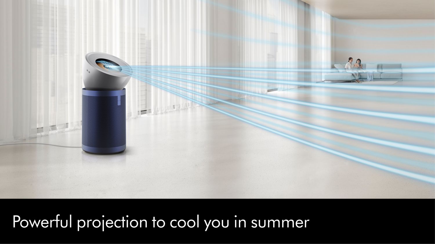 The Dyson Purifier Big+Quiet Formaldehyde projecting a powerful purifying airflow in a large room.