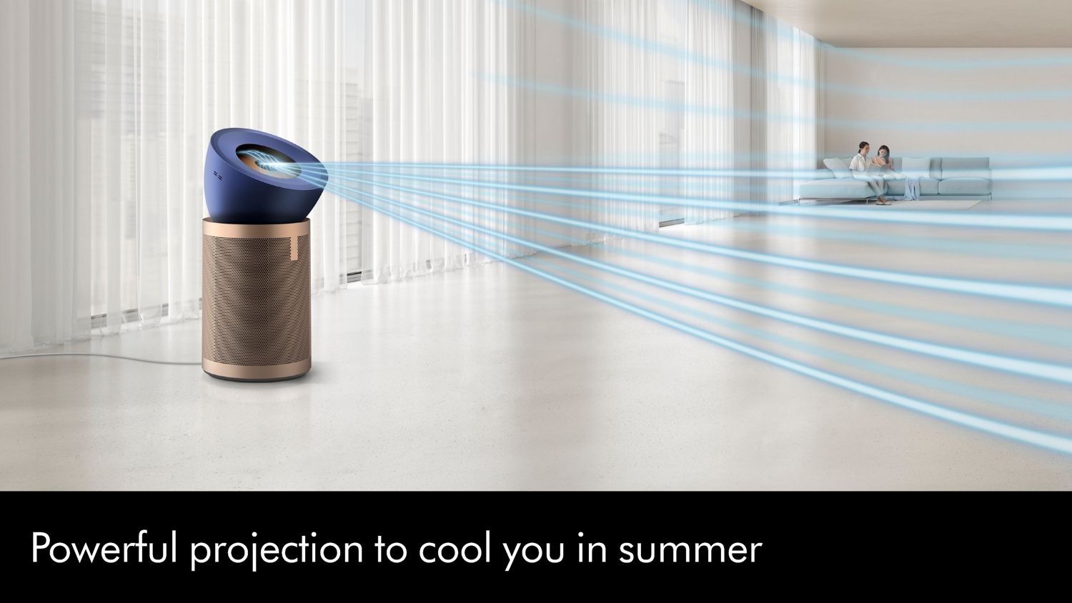 The Dyson Purifier Big+Quiet Formaldehyde projecting a powerful purifying airflow in a large room.