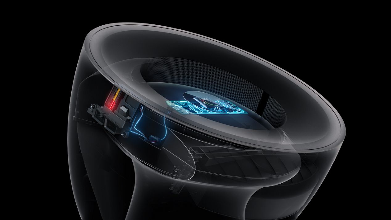 Schnittdarstellung des Displays des Dyson Purifier Big+Quiet Formaldehyde. Schnittdarstellung des Displays des Dyson Purifier Big+Quiet Formaldehyde.