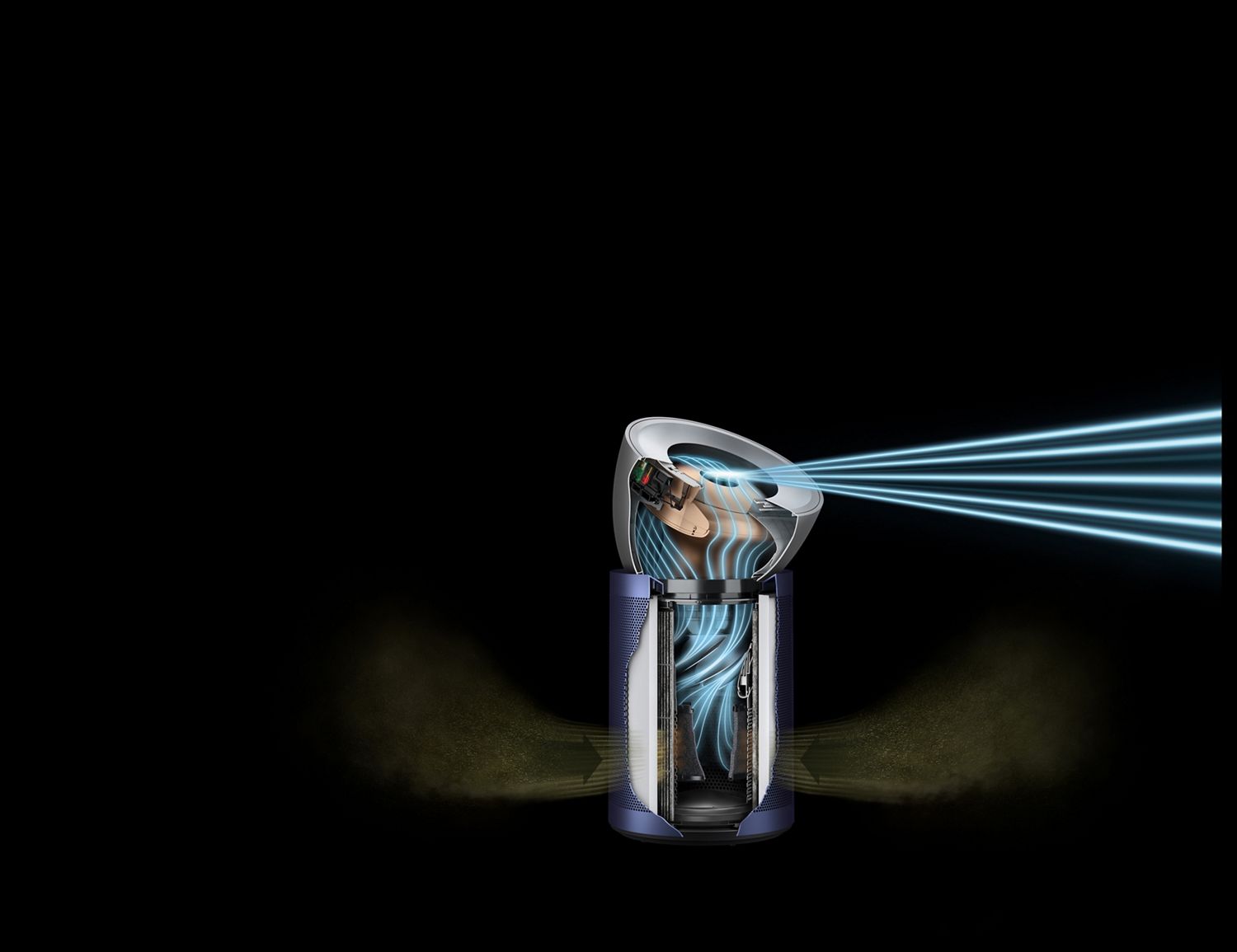 Dyson Purifier Big+Quiet Formaldehyde with the airflow being projected from the technology