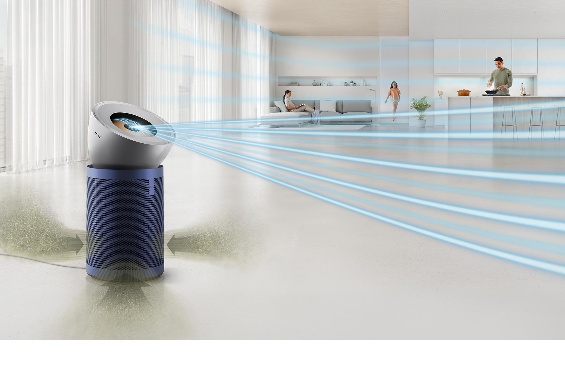 Gran espacio habitable purificado por un purificador Dyson