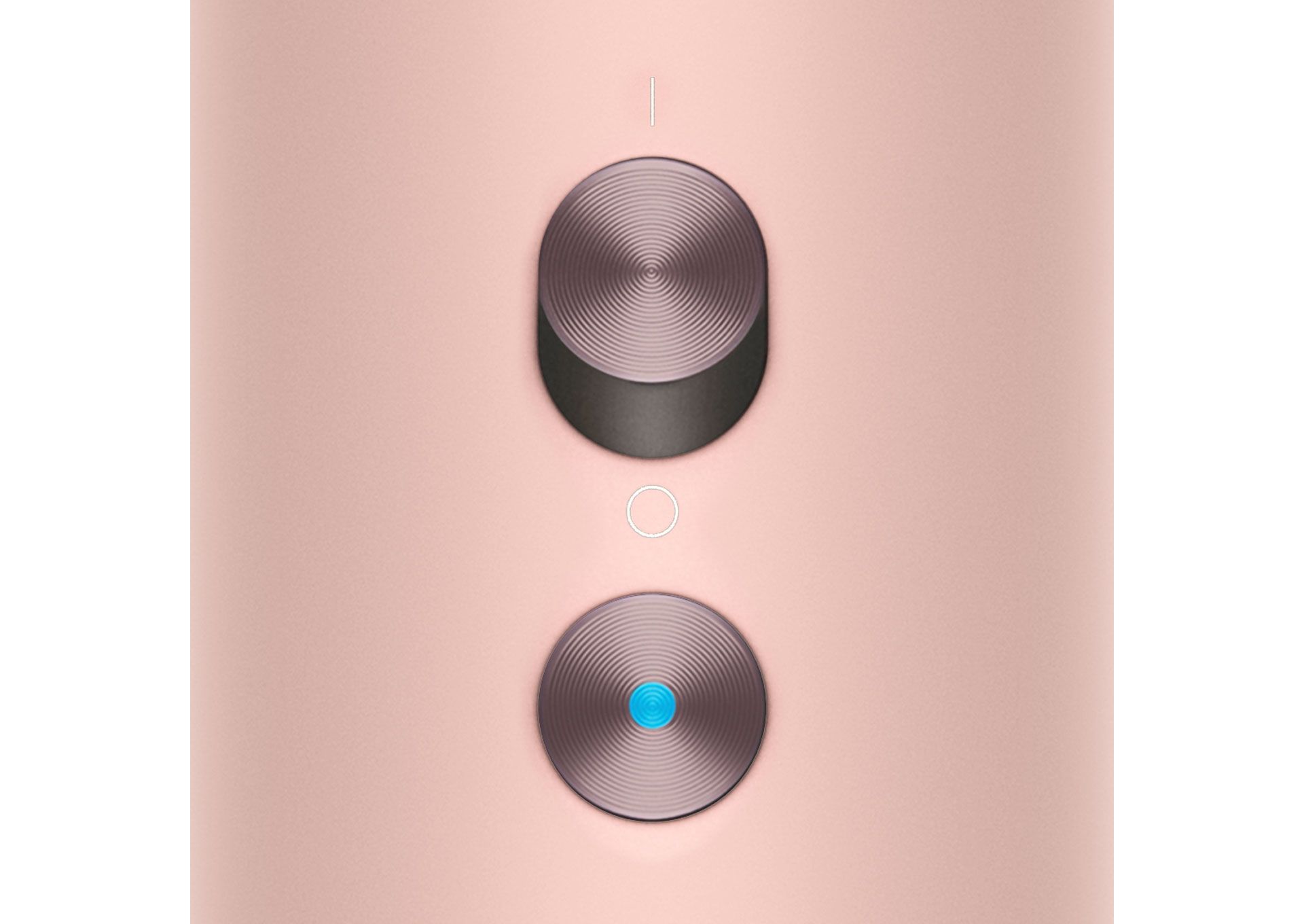 The power and Cold-shot buttons on the Dyson Supersonic Nural hair dryer.