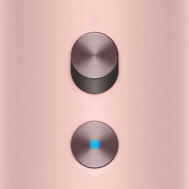 The power and Cold-shot buttons on the Dyson Supersonic Nural hair dryer.