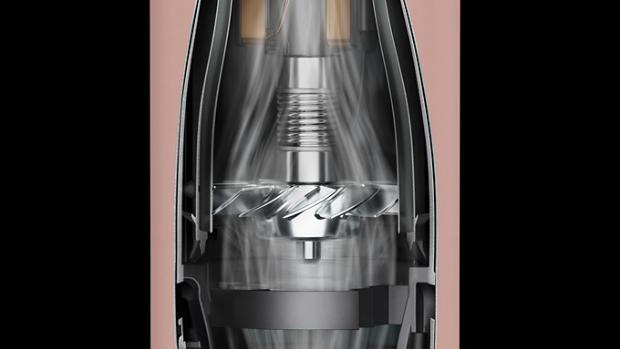 Cutaway graphic showing the Hyperdymium motor inside the Dyson Supersonic Nural hair dryer.