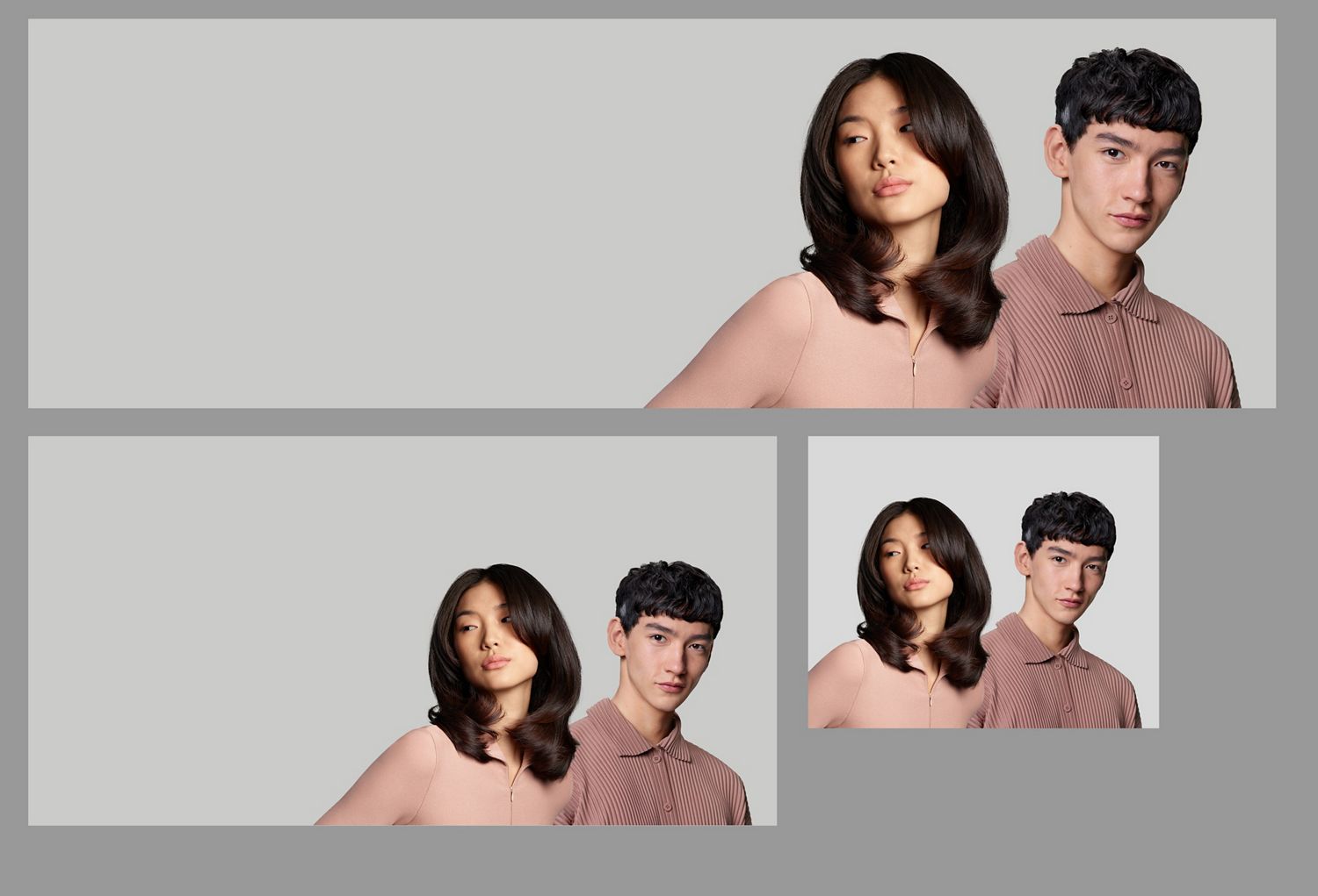 A woman with coily, voluminous hair and a man with short blunt hair.