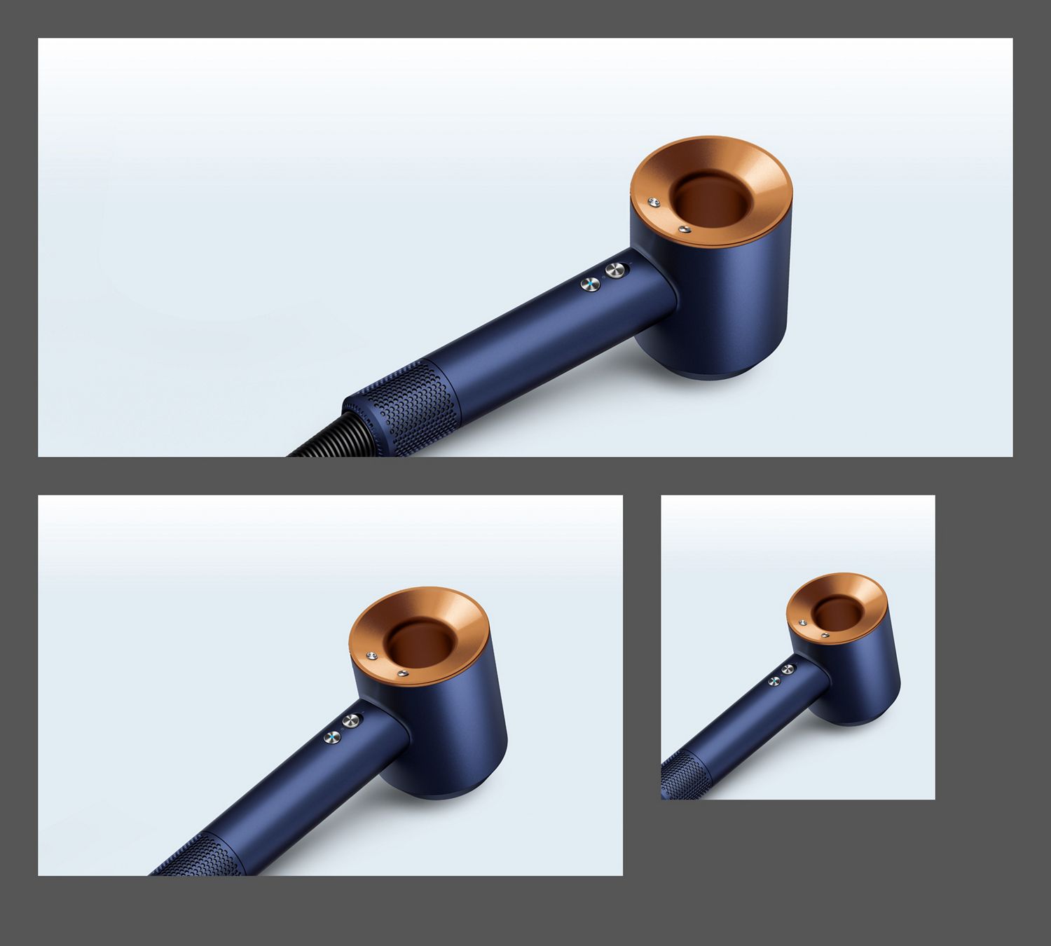 Dyson Supersonic Origin hair dryer resting on a surface.
