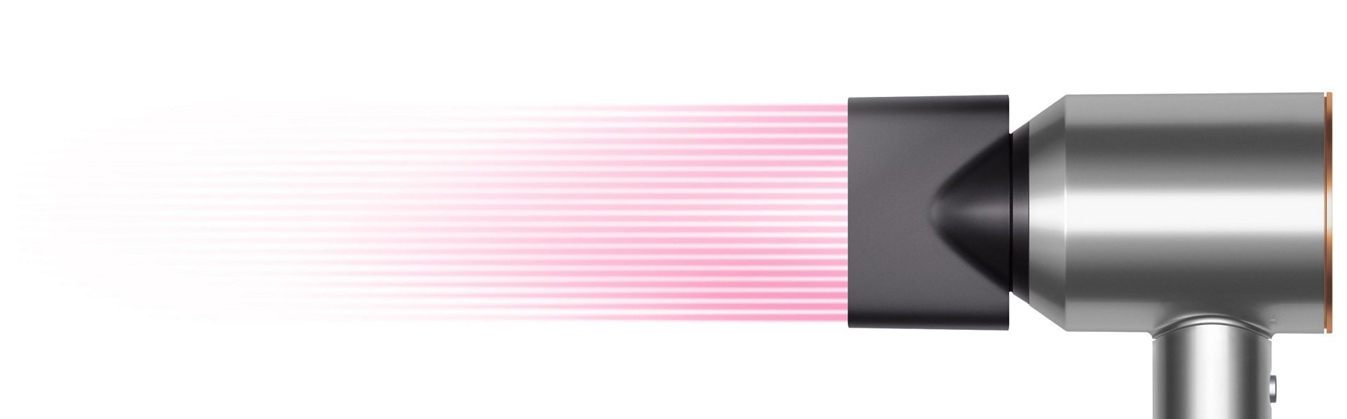 A Dyson Supersonic Origin hajszárító a csatlakoztatott Gyengéd fúvófejjel.