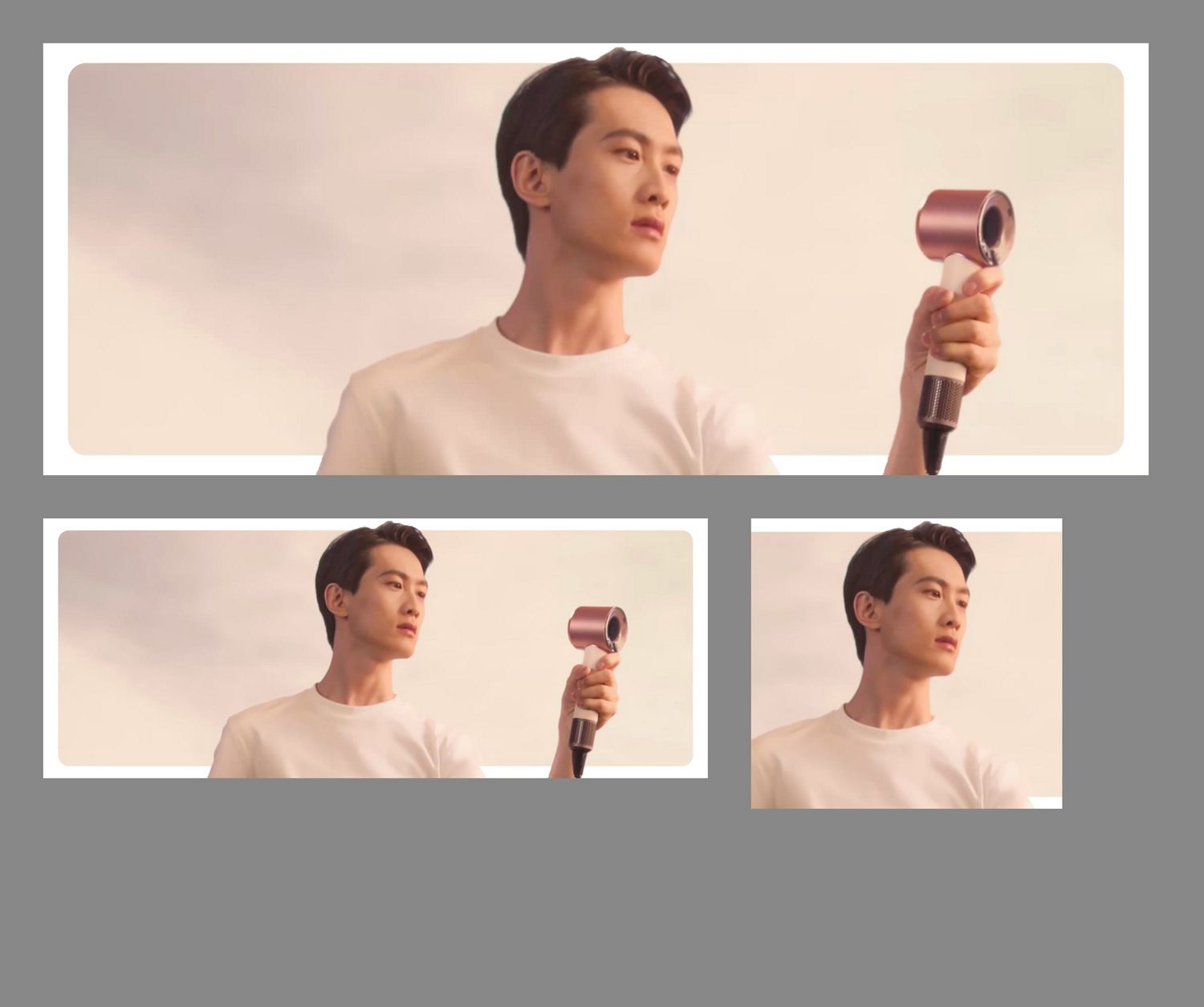 Model holds the Dyson Supersonic Travel hair dryer in front of them.