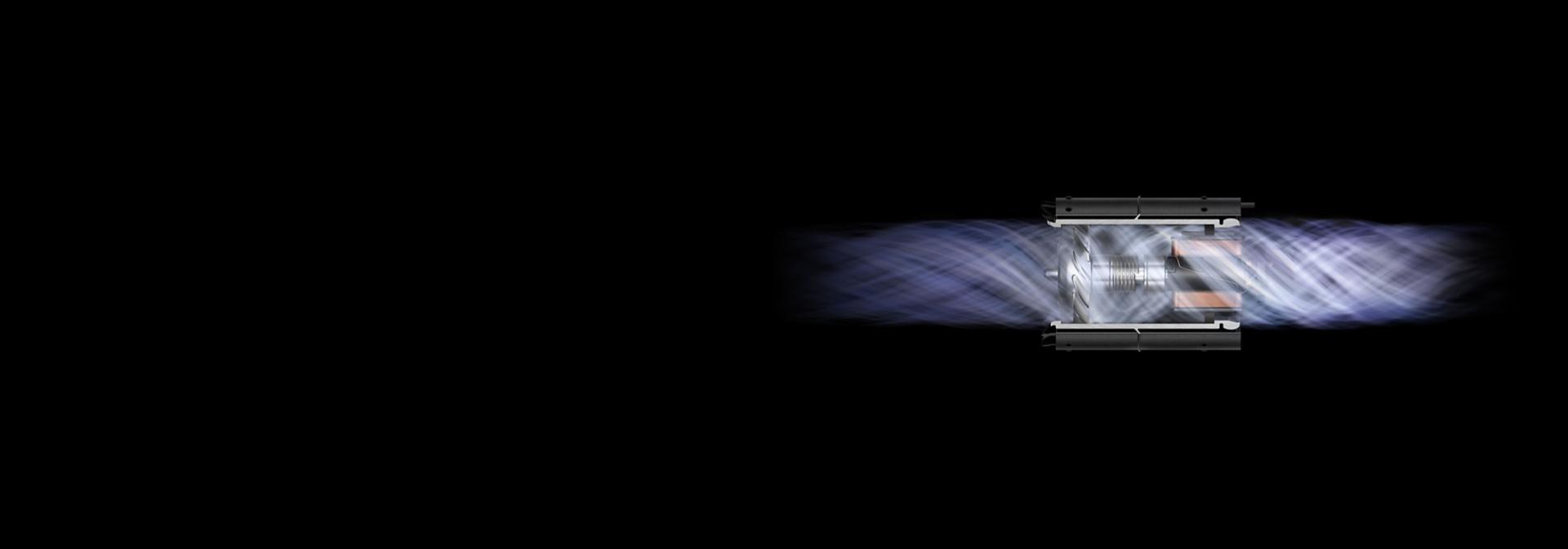 Cutaway graphics show the airflow through the Dyson Hyperdymium motor.
