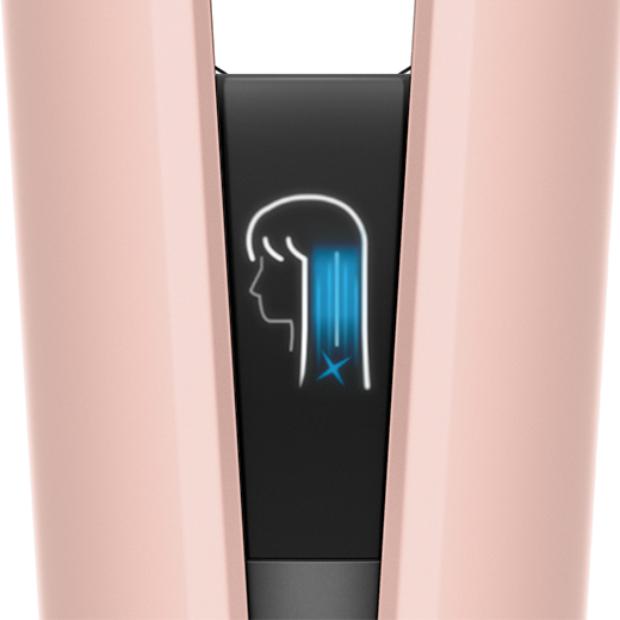 Closeup of the screen on the Airstrait straightener showing the current mode.