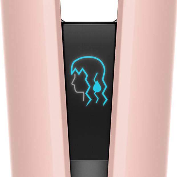 Closeup of the screen on the Airstrait straightener showing the current mode.