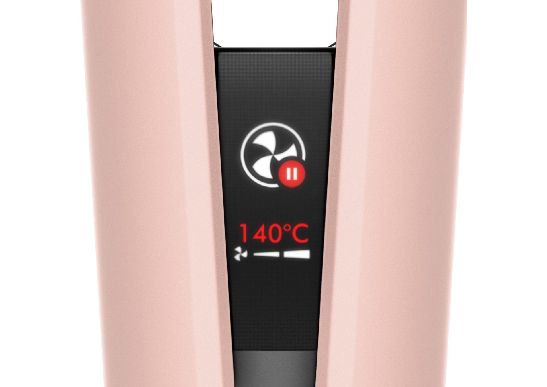 The LCD screen of the Dyson Airstrait straightener shows Auto-pause mode is active.