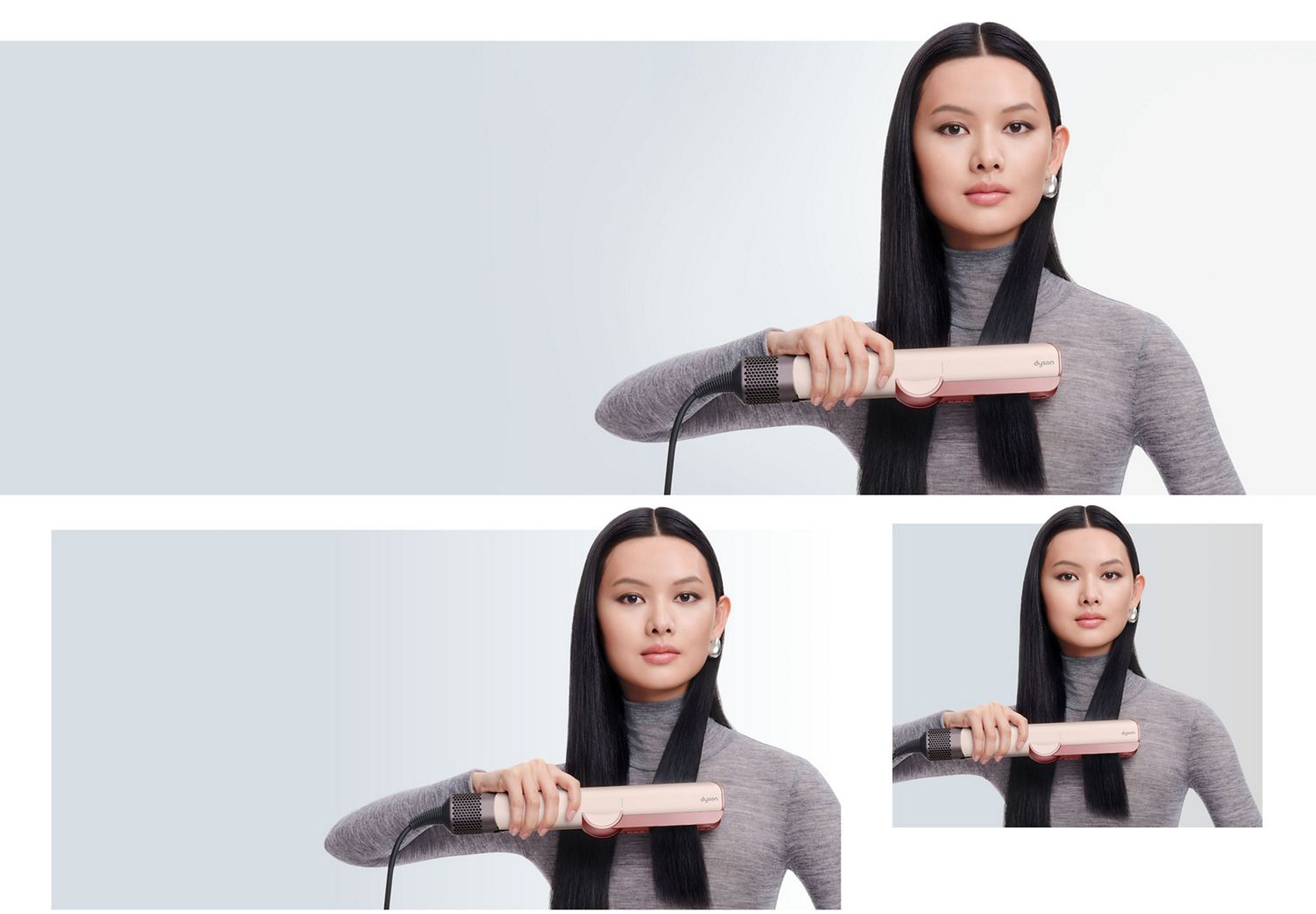 La modelo utiliza el secador y la plancha Dyson Airstrait para alisar y suavizar el pelo.