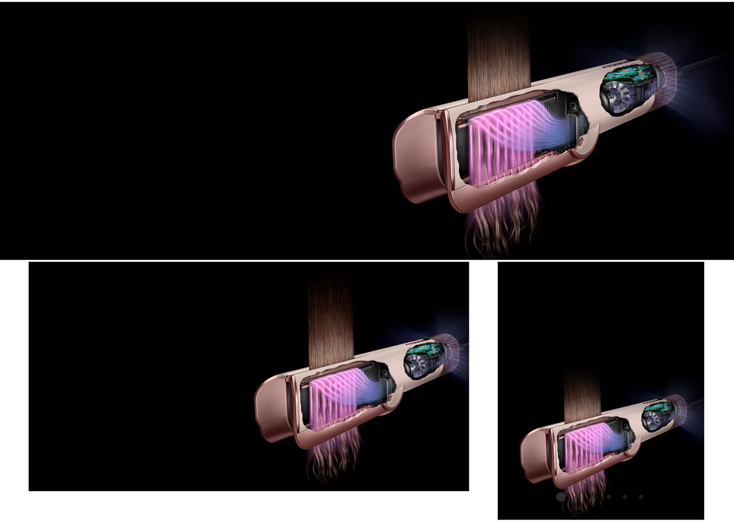 Das Haar wird mit dem Dyson Airstrait Haartrockner und -glätter geglättet.