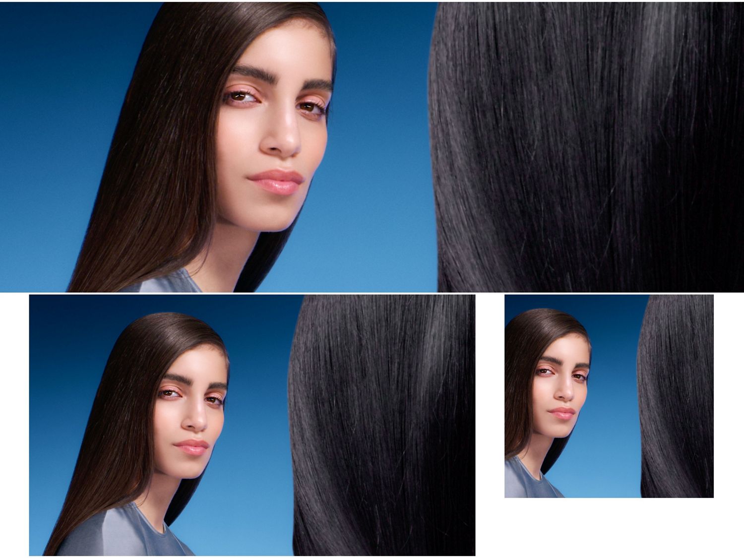 Model shows off sleek, glossy hair styled with the Dyson Corrale CoolShine straightener.