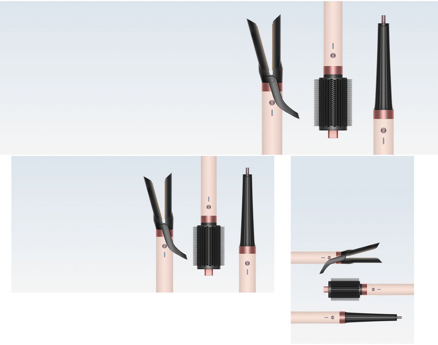 A range of Dyson Airwrap Co-anda2x multi-styler accessories.