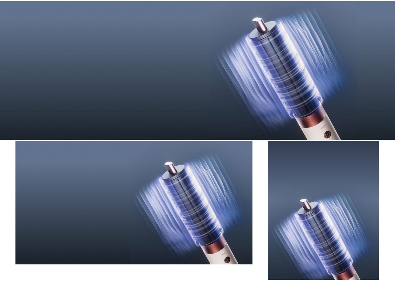 Des lignes graphiques montrent le flux d’air à effet Coanda autour du rouleau du Dyson Airwrap Co-anda2x.