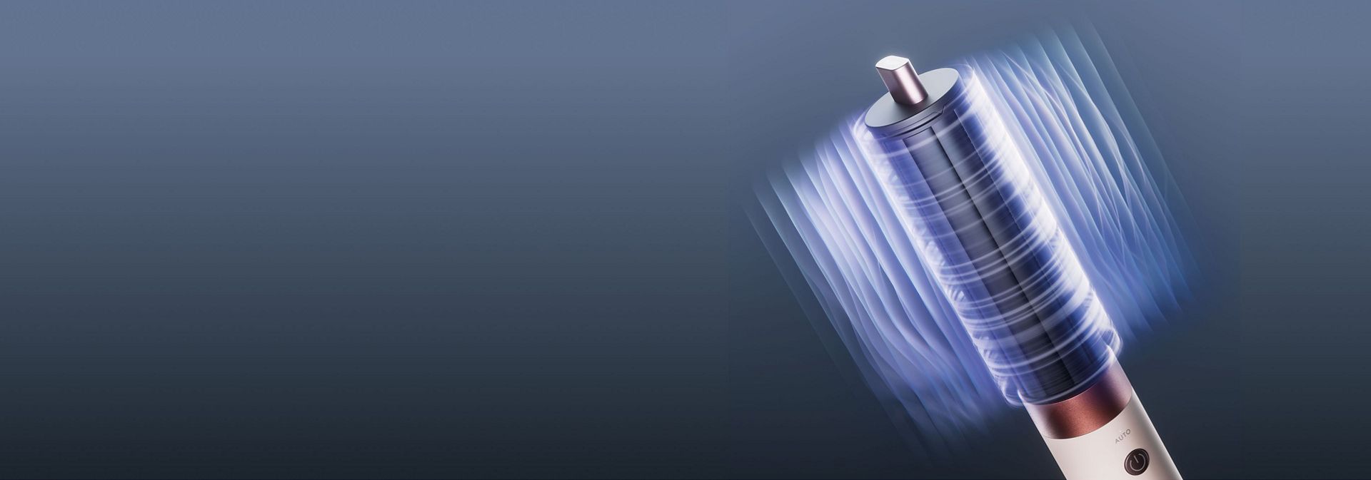 Dyson Airwrap Co-anda2x saç şekillendirme ve kurutma seti başlığının etrafındaki Coanda hava akımını gösteren çizgiler.