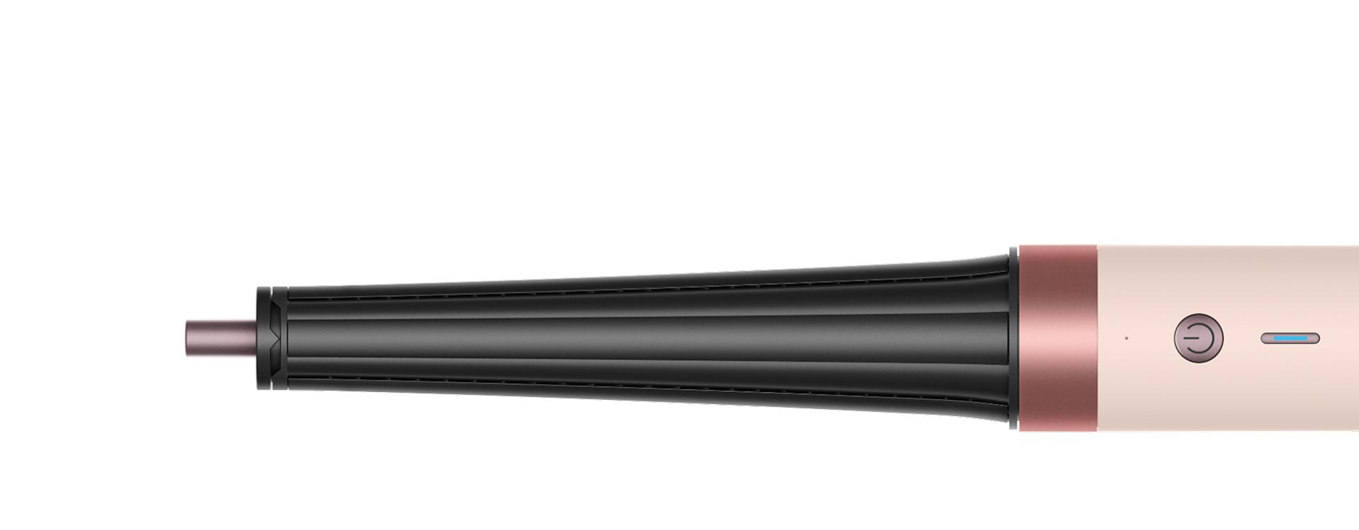 Close-up of the Dyson Airwrap Conical Co-anda2x curling barrel.