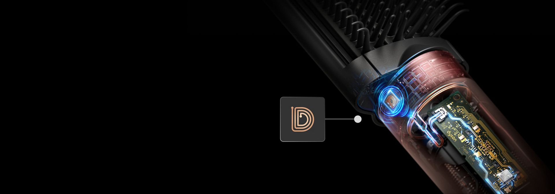 Cutaway showing the Intelligent attachments inside the Dyson Airwrap Co-anda2x multi-styler and dryer.